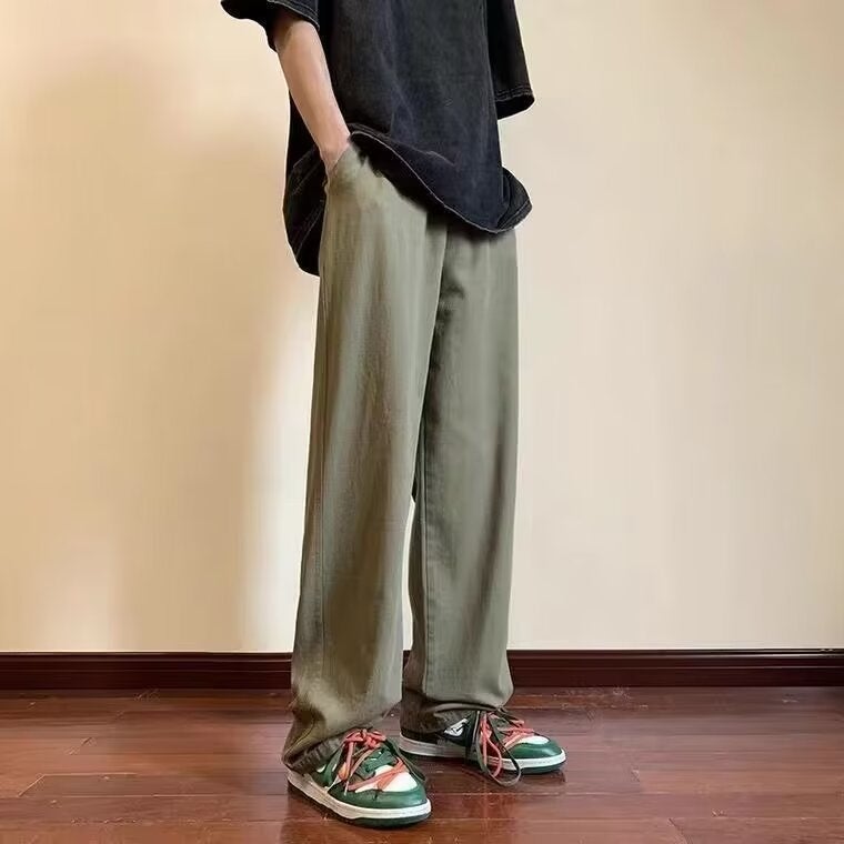 Casual Pants Mens Korean-style Fashionable Summer New Arrival Straight Pants Loose Trendy Brand Japanese-style Retro All-match Pants Khaki