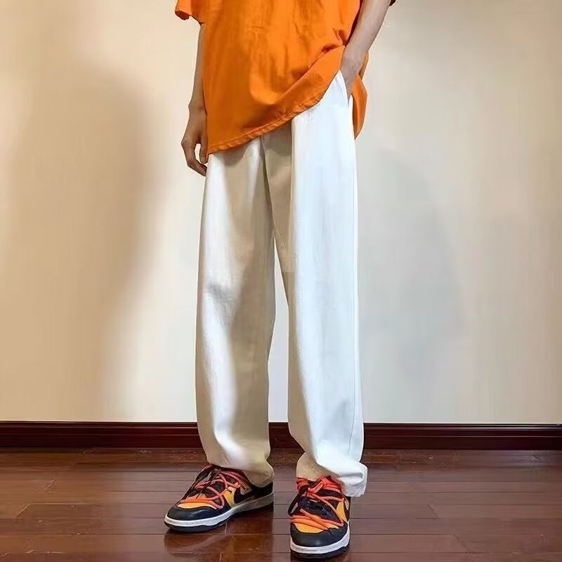 Casual Pants Mens Korean-style Fashionable Summer New Arrival Straight Pants Loose Trendy Brand Japanese-style Retro All-match Pants Khaki