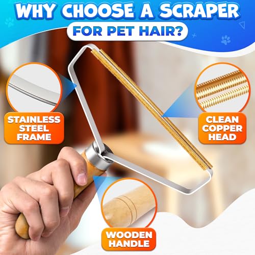 Reluen Pet Hair Removers 2 Pack Reusable Metal Lint Remover Tool – Durable Pet Hair Remover Tool with Wooden Handle | Portable Fabric Shaver Fuzz Cleaner for Clothes, Carpet & Furniture, Couch - Image 3