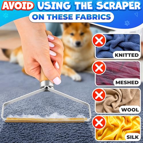 Reluen Pet Hair Removers 2 Pack Reusable Metal Lint Remover Tool – Durable Pet Hair Remover Tool with Wooden Handle | Portable Fabric Shaver Fuzz Cleaner for Clothes, Carpet & Furniture, Couch - Image 5