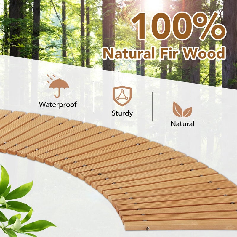 Buymoth 6FT Wooden Garden Pathway,Roll Out Decorative Curved Outdoor Walkway,Weather-Resistant & Non-Slip Patio Boardwalk for Garden,Backyard, Beach, Wedding Party Pathways (Natural, 6') - Image 5