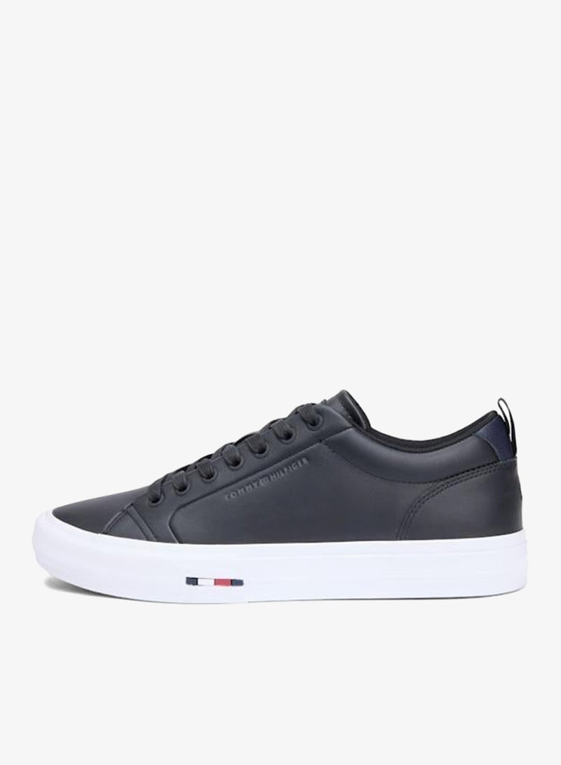 TOMMY HILFIGER Contrast Midsole Debossed Leather Trainers - Image 2