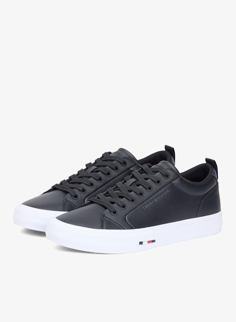 TOMMY HILFIGER Contrast Midsole Debossed Leather Trainers - Image 3