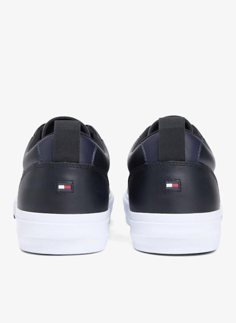TOMMY HILFIGER Contrast Midsole Debossed Leather Trainers - Image 4