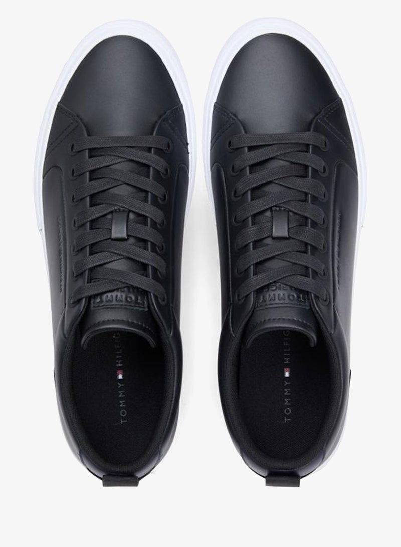 TOMMY HILFIGER Contrast Midsole Debossed Leather Trainers - Image 5