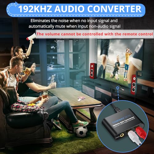 CAMWAY Digital to Analog Converter,192kHz DAC Converter SPDIF/Toslink Optical to RCA,Optical to 3.5mm Audio Adapter for HDTV, DVD, Blu-Ray Players and Game Consoles to 3.5mm/RCA - Image 3