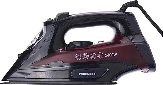 NIKAI Steam Iron for Clothes - Dry, Spray Iron | Burst Steam Function 360ML | Water Tank | Self-Cleaning Electric Iron for Home Use 2200W - 2 Years Warranty 360 ml 2400 W NSI707TS Black - Image 2