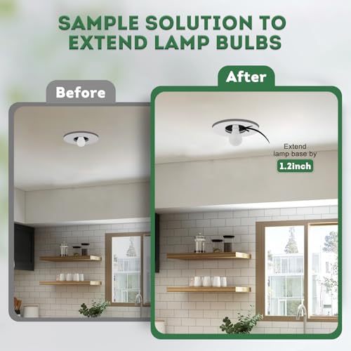 EMNOOTI Light Socket Extender,E26 to E26 Medium Screw Bulb Socket Extension Adapter,Recessed Socket 1.2" Extensions,Light Cans Socket Extender Adapter - Image 3