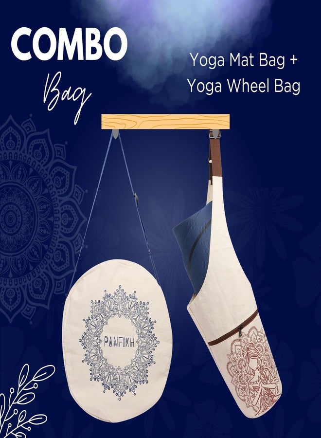 PANFIKH Yoga Wheel Carrying Case with Yoga Mat Cover Bag I Yoga Porps Accessories Bag I Natural Cotton Cover for Yoga Mat, Yoga Blocks and Yoga Wheel (Combo Pack) - Image 2