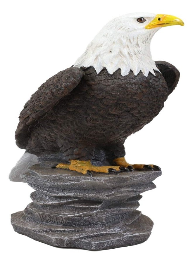 Ebros Gift Ebros 9" Tall Realistic American Pride Majestic Bald Eagle Perching On Cliff Rock Statue USA National Emblem Eagles Independence Day American Gallery Quality Home Patio Decor Figurine - Image 4