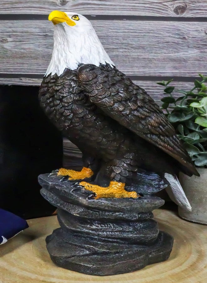 Ebros Gift Ebros 9" Tall Realistic American Pride Majestic Bald Eagle Perching On Cliff Rock Statue USA National Emblem Eagles Independence Day American Gallery Quality Home Patio Decor Figurine - Image 2