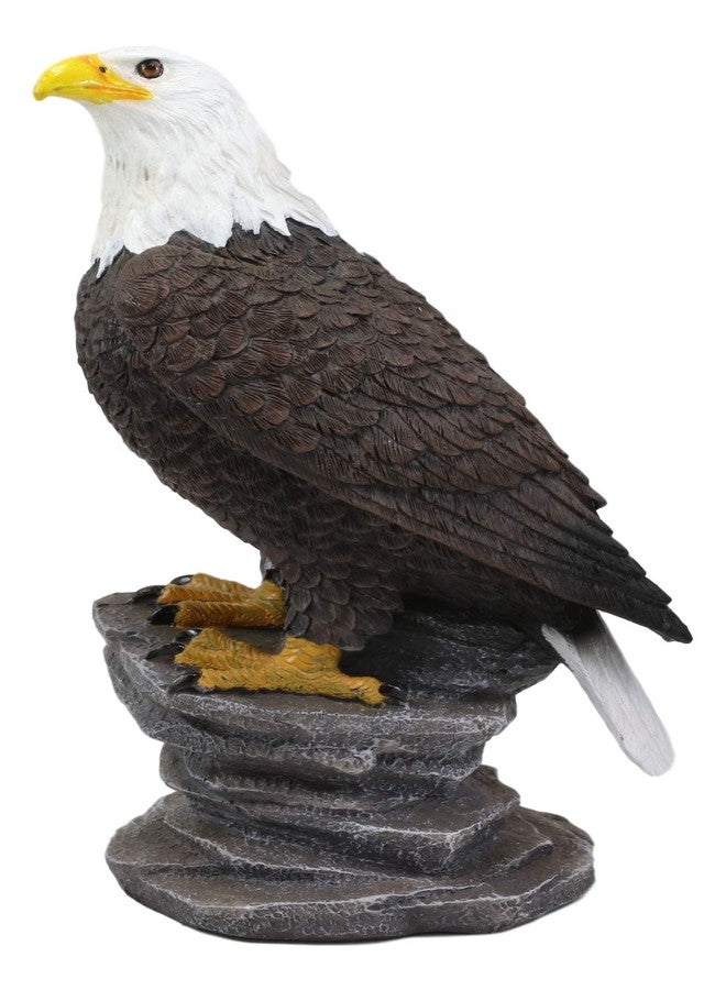 Ebros Gift Ebros 9" Tall Realistic American Pride Majestic Bald Eagle Perching On Cliff Rock Statue USA National Emblem Eagles Independence Day American Gallery Quality Home Patio Decor Figurine - Image 1
