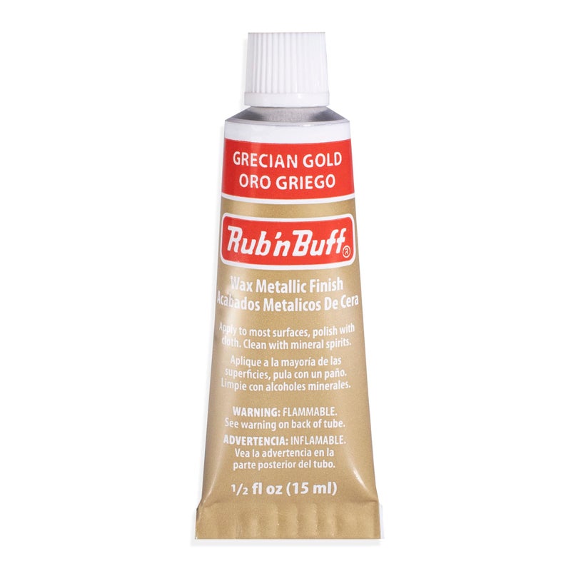 AMACO Rub n Buff Wax Metallic Finish - Rub n Buff Grecian Gold 15ml Tube - Versatile Gilding Wax for Finishing Furniture Antiquing and Restoration - Rub and Buff Colors Single Tube - Image 1