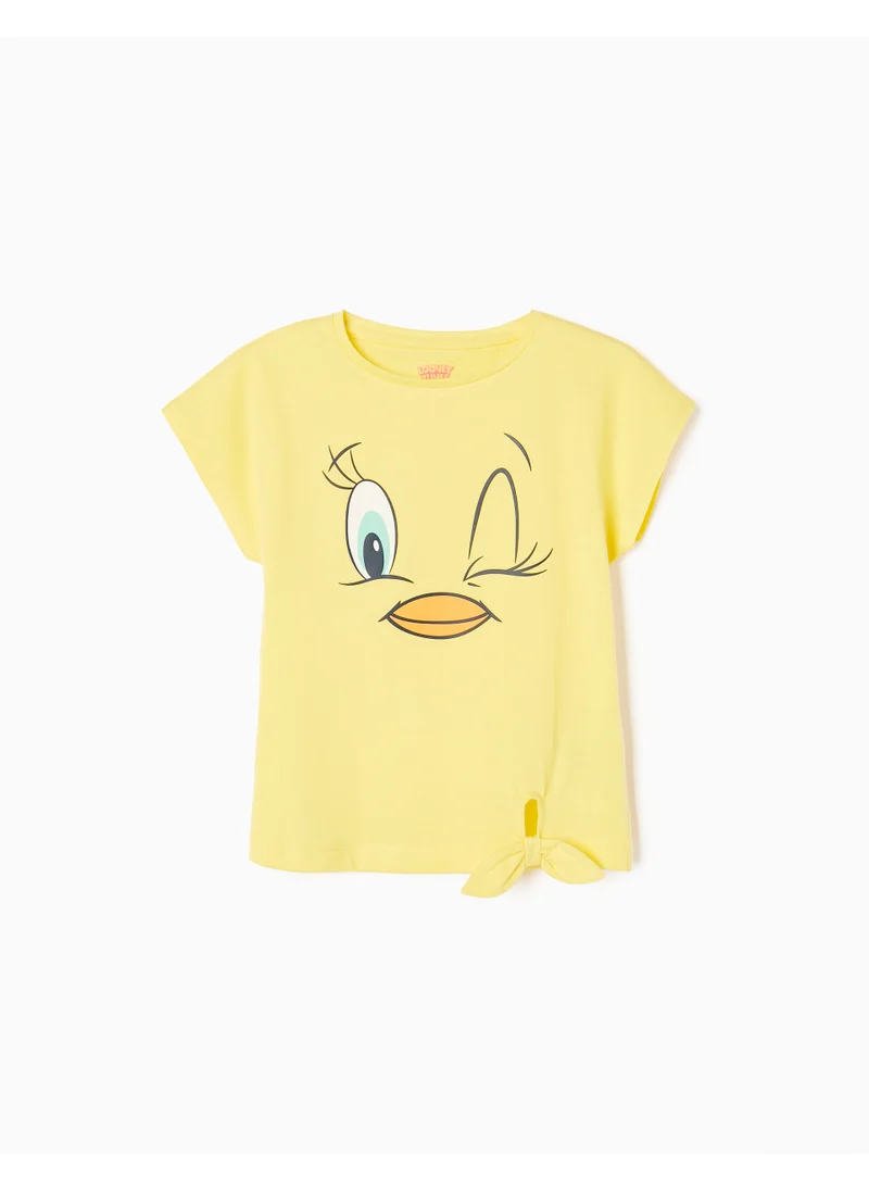 Zippy Cotton T-shirt for Girls 'Tweety', Yellow