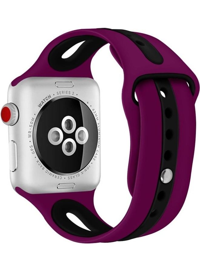NIBEMINENT Replacement Watchband for Apple Watch Series 7/6/5/4/3/2/1/SE 42/44/45mm Purple/Black - Image 1