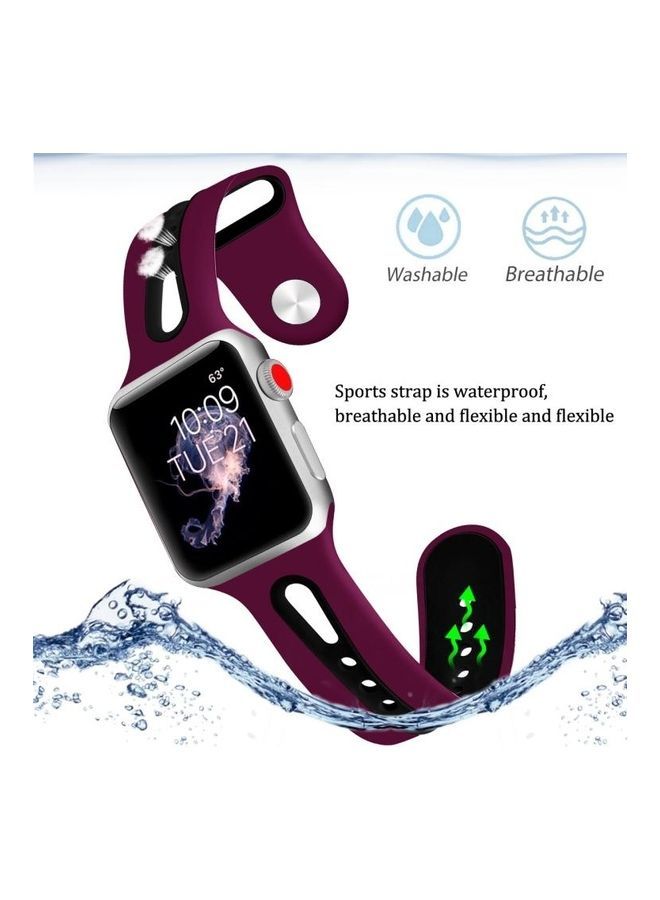 NIBEMINENT Replacement Watchband for Apple Watch Series 7/6/5/4/3/2/1/SE 42/44/45mm Purple/Black - Image 5