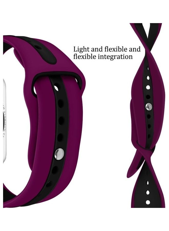NIBEMINENT Replacement Watchband for Apple Watch Series 7/6/5/4/3/2/1/SE 42/44/45mm Purple/Black - Image 4