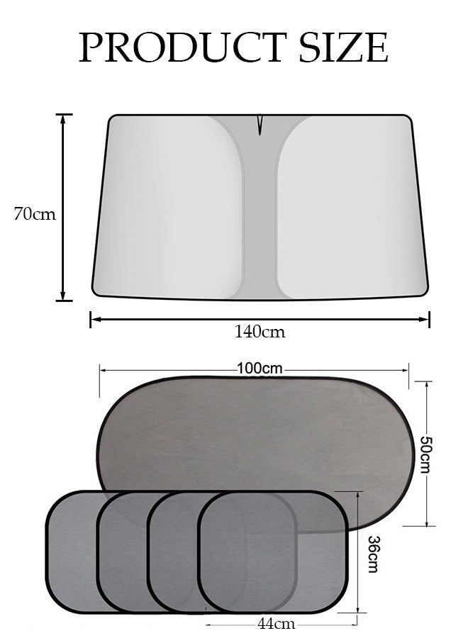 DUNISO 6 Pieces Sunshade for Car, Car Windshield Sun Shade, Car Window Shade Front Windshield Shades UV Rays Sun Visor Protector Easy to Use Fits Windshields Keep Car Cool - Image 2