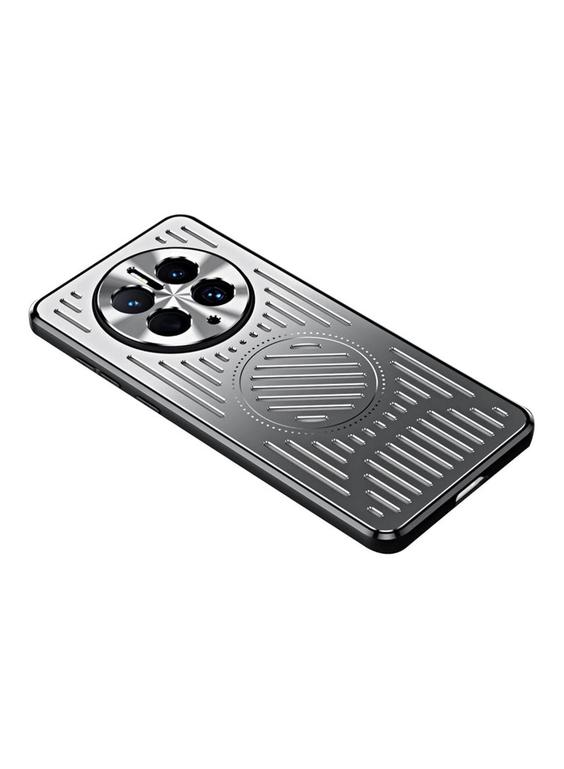 VKL Magnetic Case for Honor X9c,[Compatible with Mag-safe] [Hard Alloy Frosted] Slim Lens All-Inclusive Phone Case,Heat Dissipation Hollowing Honor X9c Cover (Silver) - Image 1