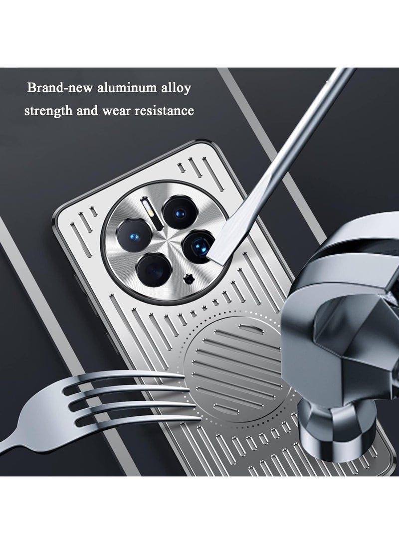 VKL Magnetic Case for Honor X9c,[Compatible with Mag-safe] [Hard Alloy Frosted] Slim Lens All-Inclusive Phone Case,Heat Dissipation Hollowing Honor X9c Cover (Silver) - Image 5