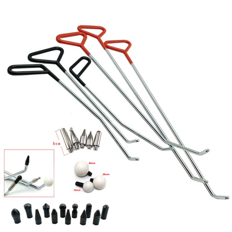 Houshan Paintless Dent Repair Tools 6 Pieces of Dent Removal Rods with Awl Head Paintless Dent Removal Kit Car Auto Body Dent Removal of Hail Dents and Door Ding 6pcs Rod 20 pcs Pen