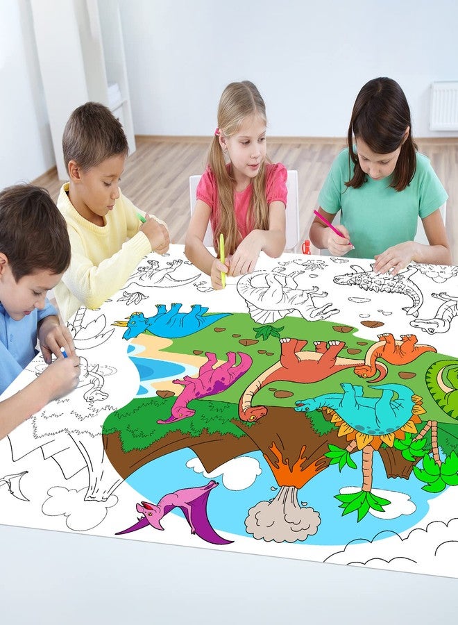 Tevxj Dinosaur Giant Coloring Poster for Kids Large Coloring Tablecloth Drawing Roll Paper Books Sheets Page Huge Table Cover Art Crafts for Wall Classroom Home Gift Birthday Party Supplies Decoration - Image 5