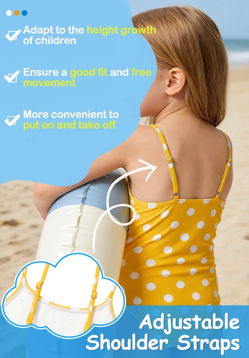 Zando 3T Swimsuit Girls - Yellow Polka Dot 3t Bathing suit girl, One Piece Adjustable Quick Dry Toddler Swimsuit Girl, Cute Kids Swimwear for Summer Beach Vacation Waterpark Wear 2-3T - Image 2