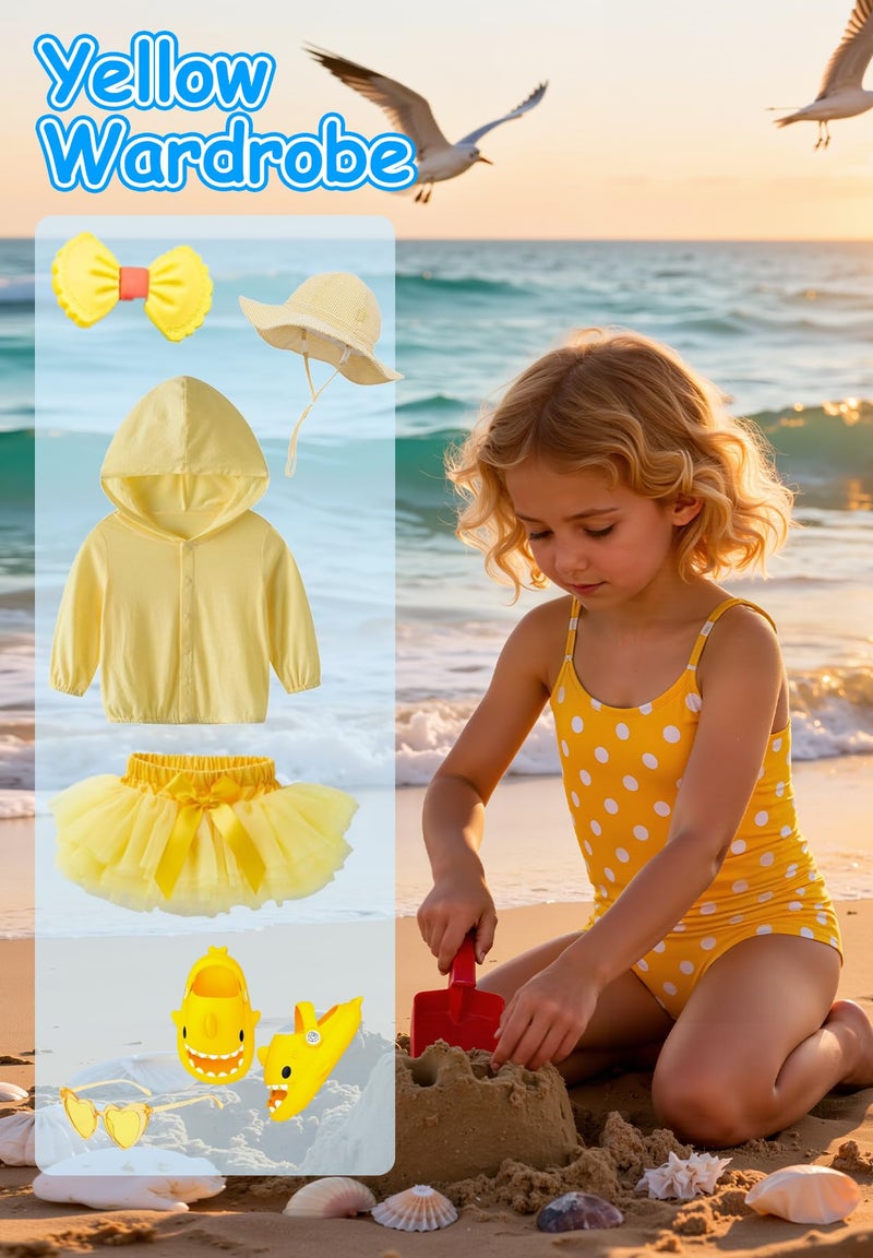 Zando 3T Swimsuit Girls - Yellow Polka Dot 3t Bathing suit girl, One Piece Adjustable Quick Dry Toddler Swimsuit Girl, Cute Kids Swimwear for Summer Beach Vacation Waterpark Wear 2-3T - Image 4