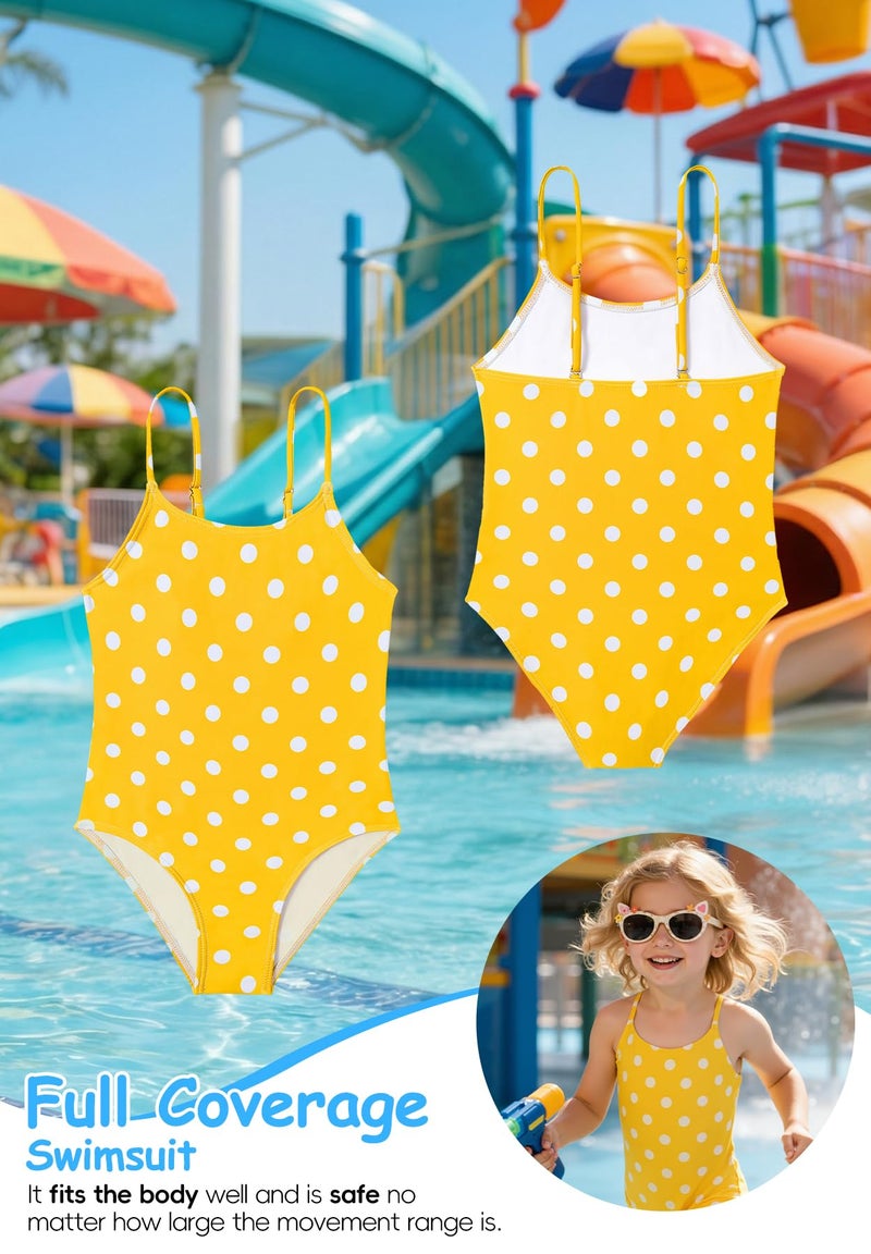 Zando 3T Swimsuit Girls - Yellow Polka Dot 3t Bathing suit girl, One Piece Adjustable Quick Dry Toddler Swimsuit Girl, Cute Kids Swimwear for Summer Beach Vacation Waterpark Wear 2-3T - Image 3