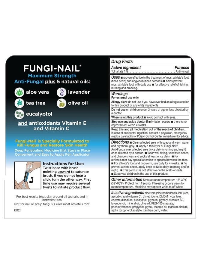 Fungi-Nail مطبق القلم محلول مضاد للفطريات، يقضي على الفطريات التي يمكن أن تؤدي إلى فطريات الأظافر وقدم الرياضي مع تولنافتات مثبت سريرياً لعلاج ومنع العدوى الفطرية | 0.10 أونصة سائلة (عبوة من 1) - Image 2