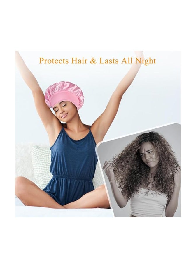 Generic 2pcs Satin Bonnet Silk Bonnet for Curly Hair, Hairs Bonnets Silk Hair Wrap for Sleeping, Night Sleep Cap for Women  - Image 4