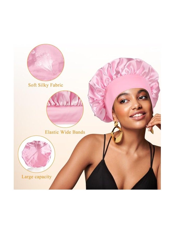 Generic 2pcs Satin Bonnet Silk Bonnet for Curly Hair, Hairs Bonnets Silk Hair Wrap for Sleeping, Night Sleep Cap for Women  - Image 2