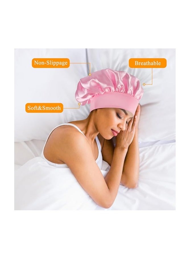 Generic 2pcs Satin Bonnet Silk Bonnet for Curly Hair, Hairs Bonnets Silk Hair Wrap for Sleeping, Night Sleep Cap for Women  - Image 3