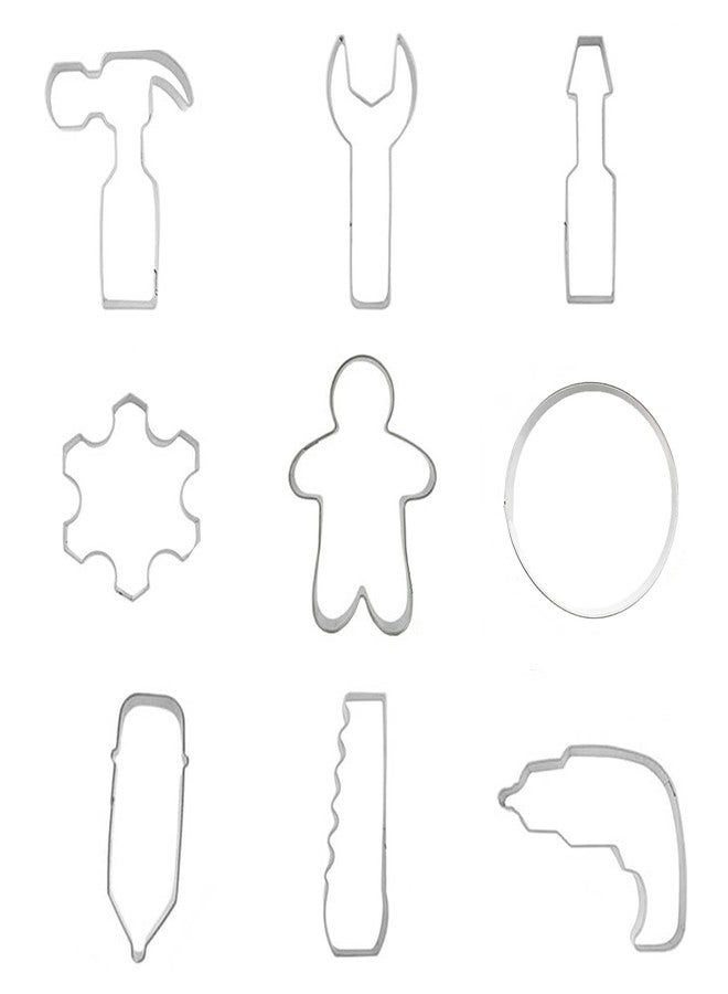 Comais Mini Construction Tools Cookie Cutters Set of 9 pcs, Stainless Steel Mini Hardware Tools Series Shaped Fondant Baking Molds For Father's Day - Image 2