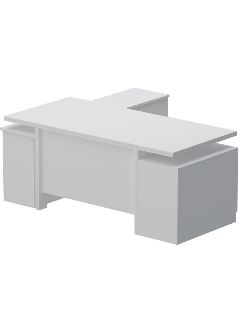 ماهاماي مكتب عمل تنفيذي حديث من مجموعة ماهماي سامتيدا 193 مع خزانة ومكتب كمبيوتر محمول بلمسة نهائية خشبية، مثالي للمنزل والمكتب - أبيض - Image 2