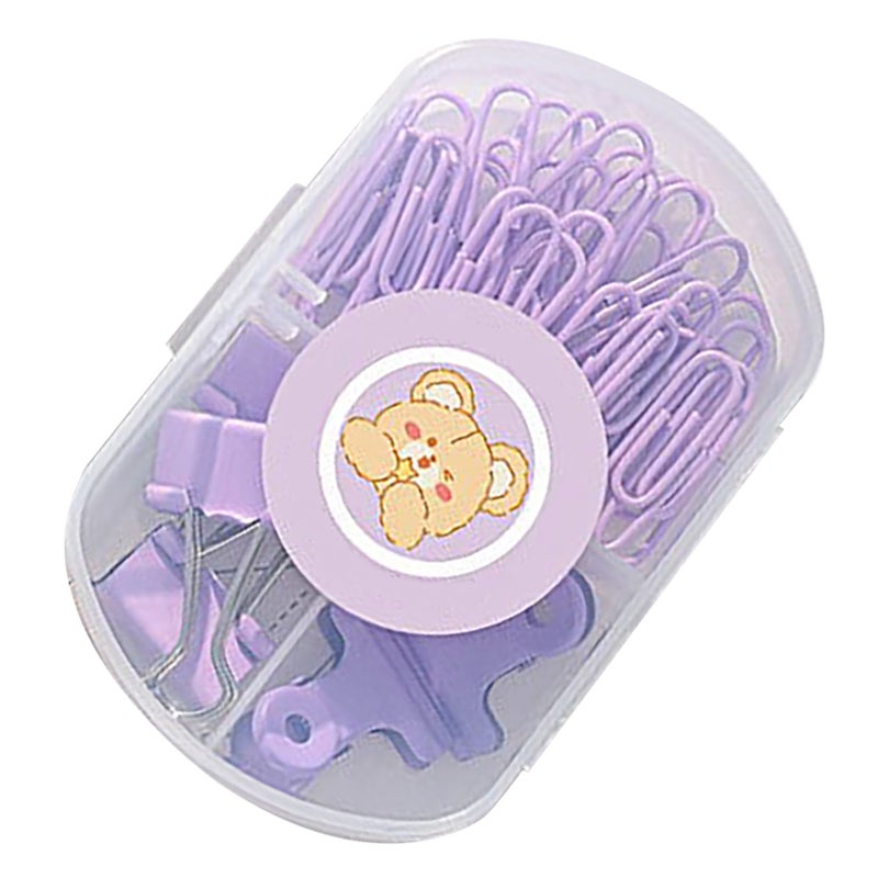 Paper Clips Set Sturdy Box Packed Light Cute Portable Multi Purpose Office Clips Set for Family School Business Purple - Image 2
