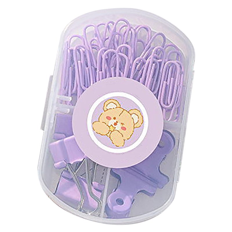 Paper Clips Set Sturdy Box Packed Light Cute Portable Multi Purpose Office Clips Set for Family School Business Purple - Image 4