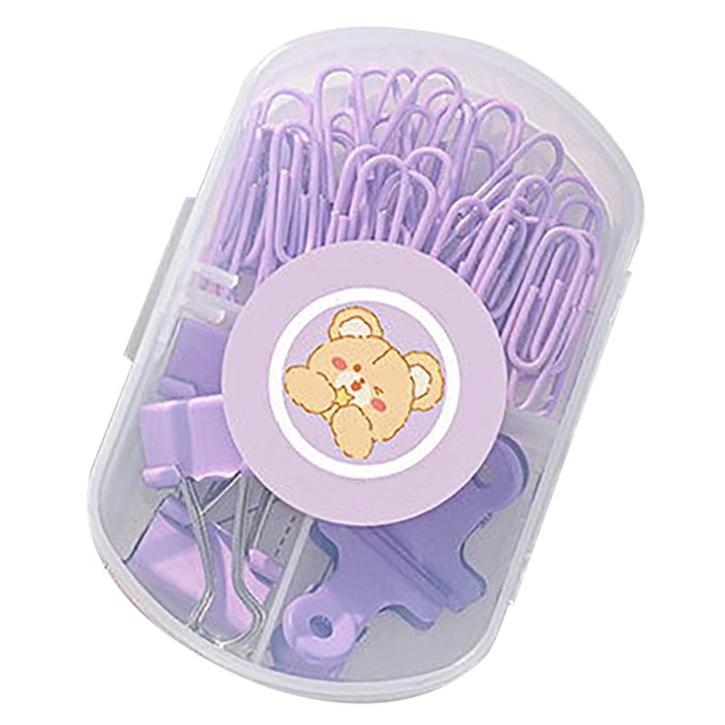 Paper Clips Set Sturdy Box Packed Light Cute Portable Multi Purpose Office Clips Set for Family School Business Purple - Image 3