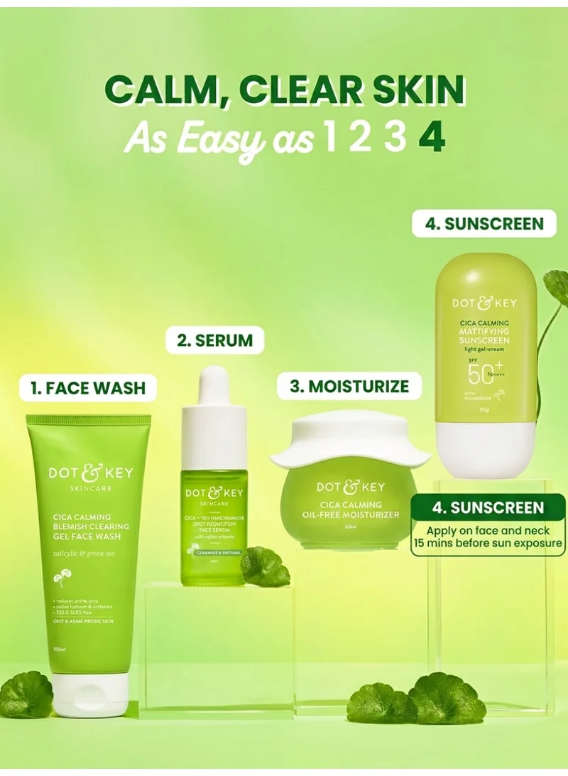 Dot & Key Cica Calming Mattifying SPF 50gm Dot & Key CICA Calming Mattifying Sunscreen SPF 50 PA++++ | For Oily Acne Prone & Sensitive Skin | UVA/UVB Protection | No White Cast, Ultra Light, Fragrance Free & Quick Absorbing  | Best Price UAE