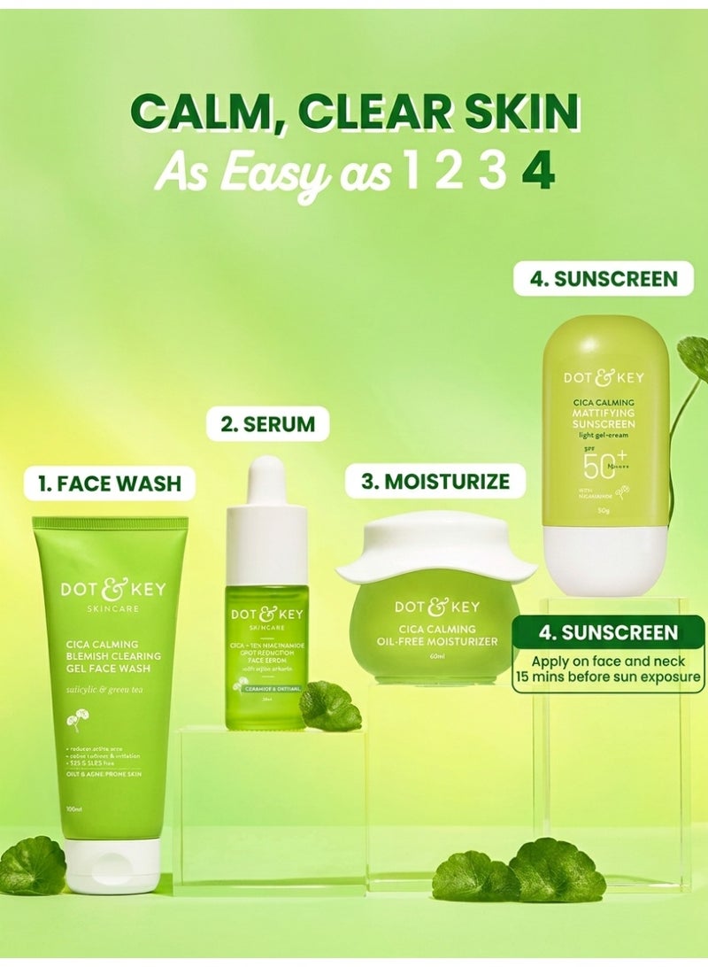 Dot & Key CICA Calming Mattifying Sunscreen SPF 50 PA++++ | For Oily Acne Prone & Sensitive Skin | UVA/UVB Protection | No White Cast, Ultra Light, Fragrance Free & Quick Absorbing - Image 5
