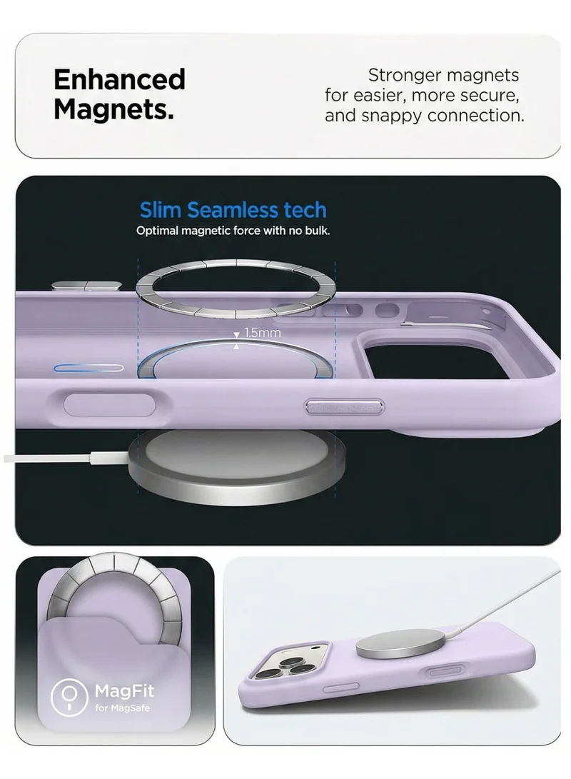 Mobcos Mobcos iPhone 17 Pro Purple Elite Ring Mobcos iPhone 17 Pro Purple Elite Ring Premium Silicone Magnetic Wireless Charging Case for iPhone | Silky Soft Touch | Military-Grade Shockproof Protection | Strong Magnetic Compatibility | Luxury Slim Cover  | Best Price UAE