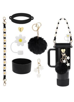 spa luxetique Mity rain Cup Accessories for Stanley Cup 30oz 40oz Tumbler with Handle, Including Water Bottle Handle Strap, Chapstick Holder, Boot, Keychain Charms, Straw Topper Cover Cap for Stanley (Black)  - Image 1