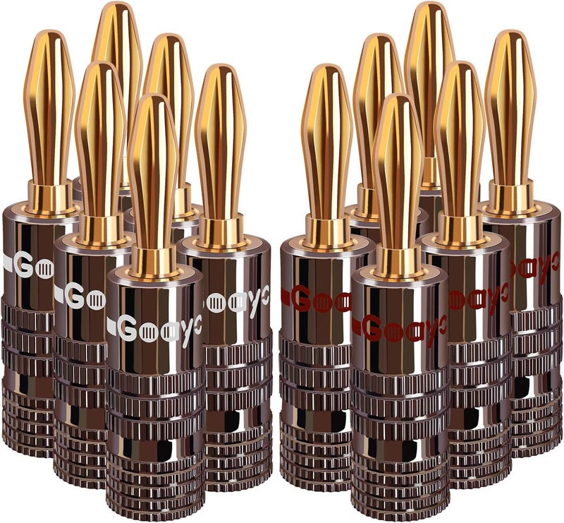 Goaycer 4mm Banana Plugs - 24K Gold Plated Bannan Plug Speaker Connectors 6 Pairs / 12 pcs - Image 1