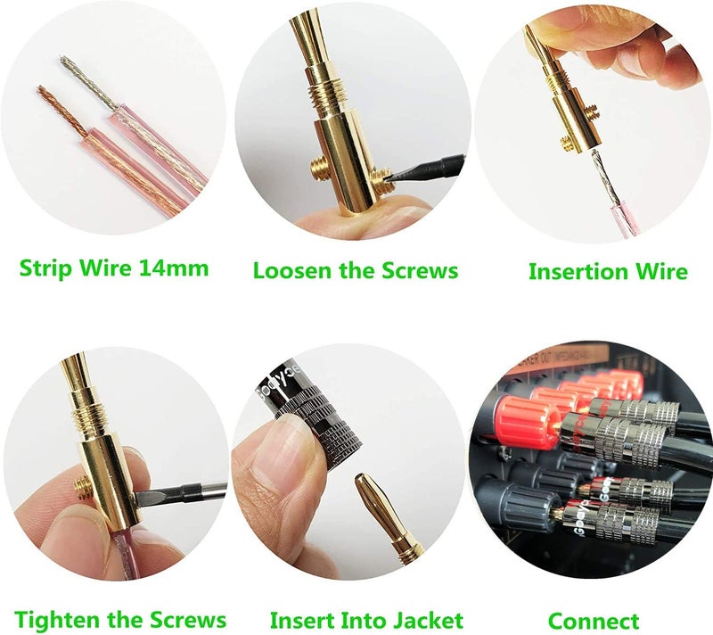 Goaycer 4mm Banana Plugs - 24K Gold Plated Bannan Plug Speaker Connectors 6 Pairs / 12 pcs - Image 5