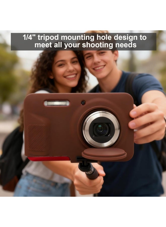 QIRG Case for Kodak PIXPRO FZ55 Digital Camera Accessories, Soft Silicone Protective Case, Slim Fit Sleeve with Removable Lens Cover and Screen Protector, Lightweight, Anti-Scratch (Dark Brown) - Image 3