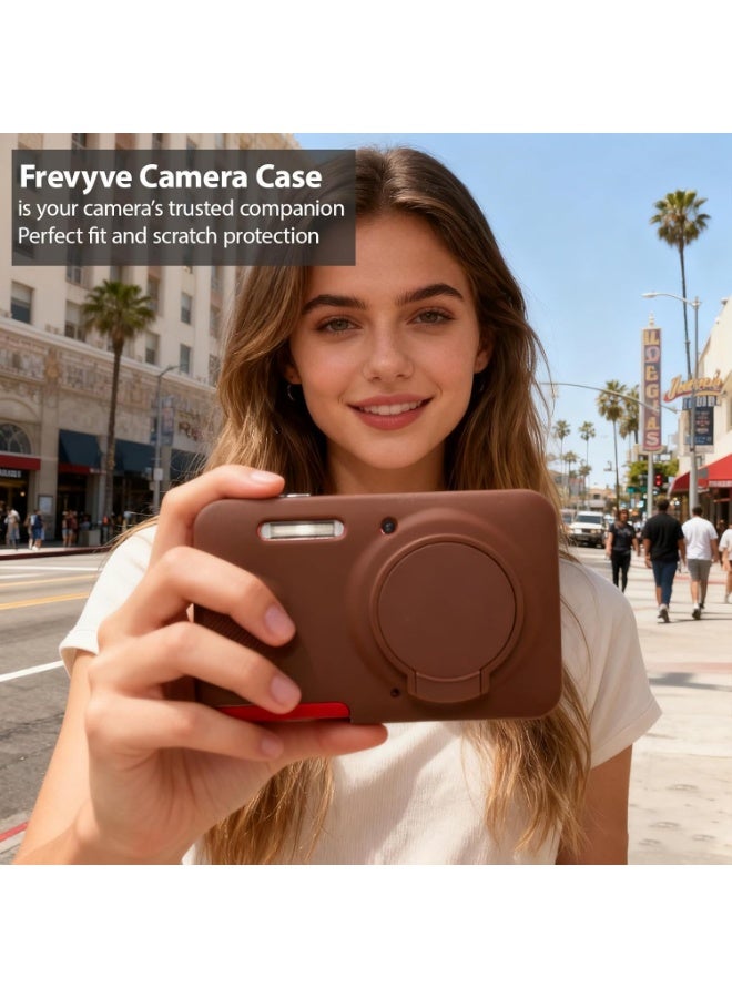 QIRG Case for Kodak PIXPRO FZ55 Digital Camera Accessories, Soft Silicone Protective Case, Slim Fit Sleeve with Removable Lens Cover and Screen Protector, Lightweight, Anti-Scratch (Dark Brown) - Image 2