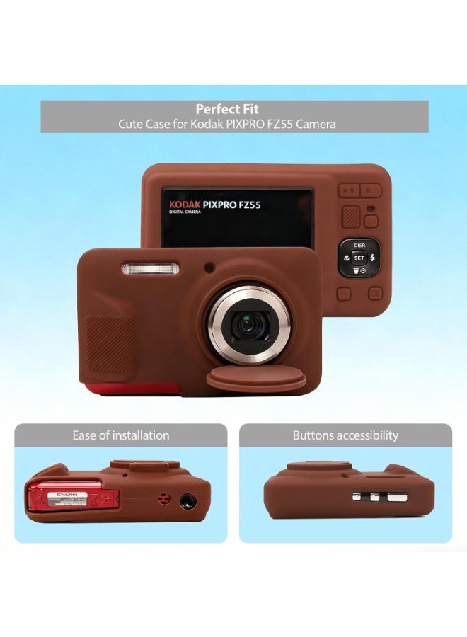 QIRG Case for Kodak PIXPRO FZ55 Digital Camera Accessories, Soft Silicone Protective Case, Slim Fit Sleeve with Removable Lens Cover and Screen Protector, Lightweight, Anti-Scratch (Dark Brown) - Image 4