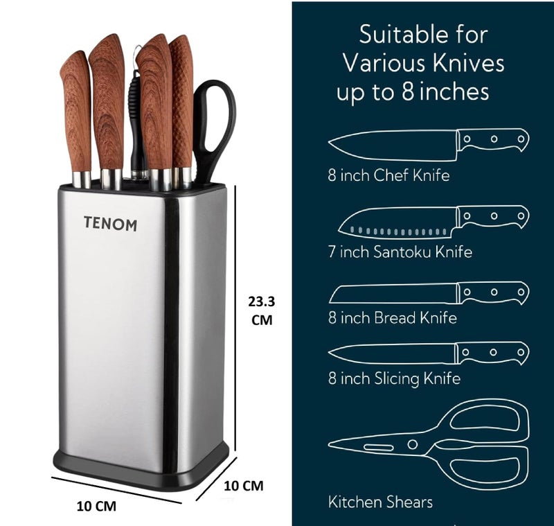 Tenom Knife Holder Stand for Kitchen, Knife Stand Steel, Knife Stand Without Knife, Knife Block for Kitchen, Knife Storage for Kitchen - Image 2