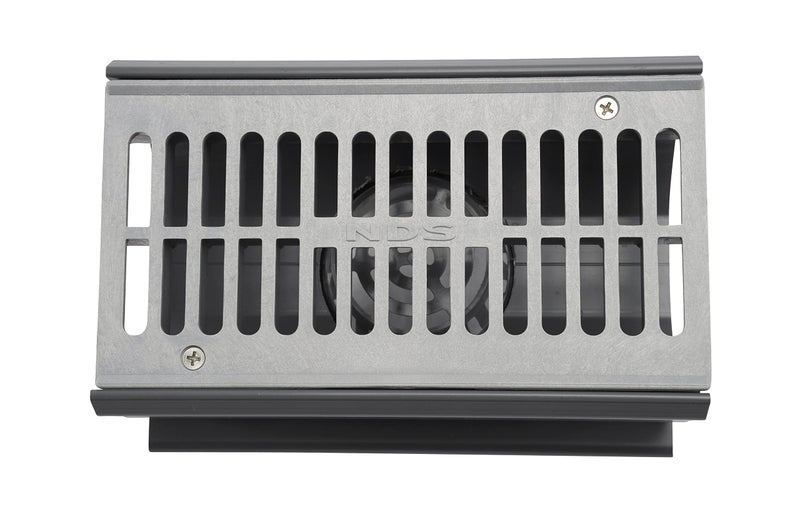 NDS مجموعة مخرج القناة السفلي NDS 2351 Spee-D®، 4-3/4 بوصة × 7 بوصة، تشمل كل من القناة والشبكة البلاستيكية المثبتة مسبقًا، رمادي - Image 2