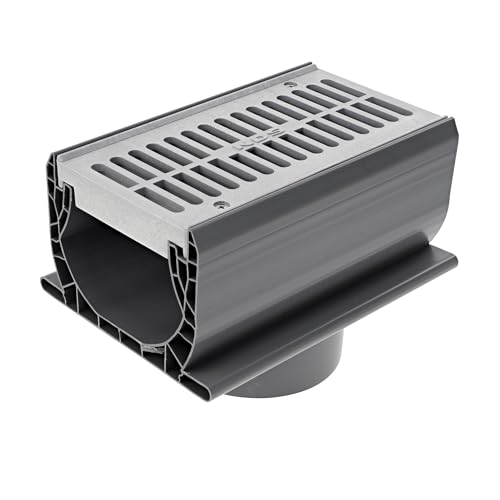 NDS مجموعة مخرج القناة السفلي NDS 2351 Spee-D®، 4-3/4 بوصة × 7 بوصة، تشمل كل من القناة والشبكة البلاستيكية المثبتة مسبقًا، رمادي - Image 1